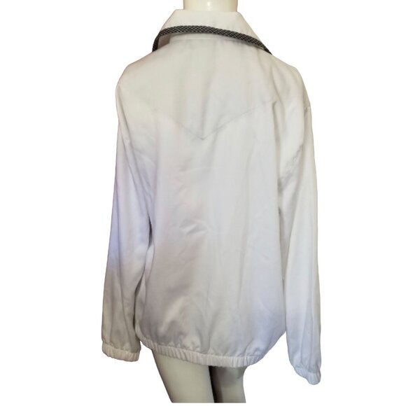 Alfred Dunner Sailing Windbreaker Jacket Sz 10 (Med) White Navy Blue with Ropes - Picture 2 of 7